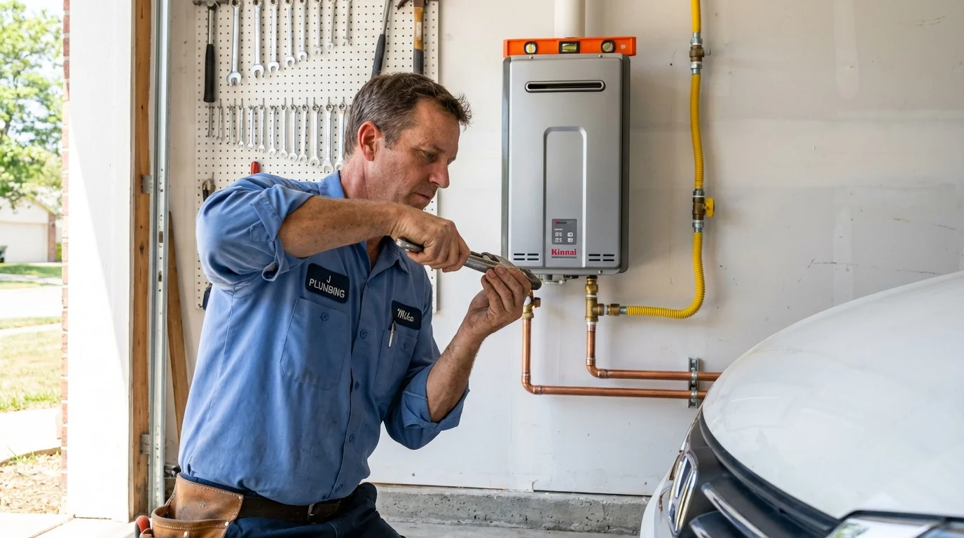 Tankless water heater installation by a Johns Plumbing LLC plumber in Preston